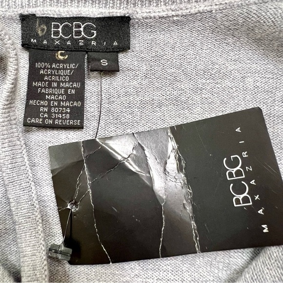 NWT BCBGMAXAZRIA gray knit beaded boho tank top women’s size S - Picture 8 of 8